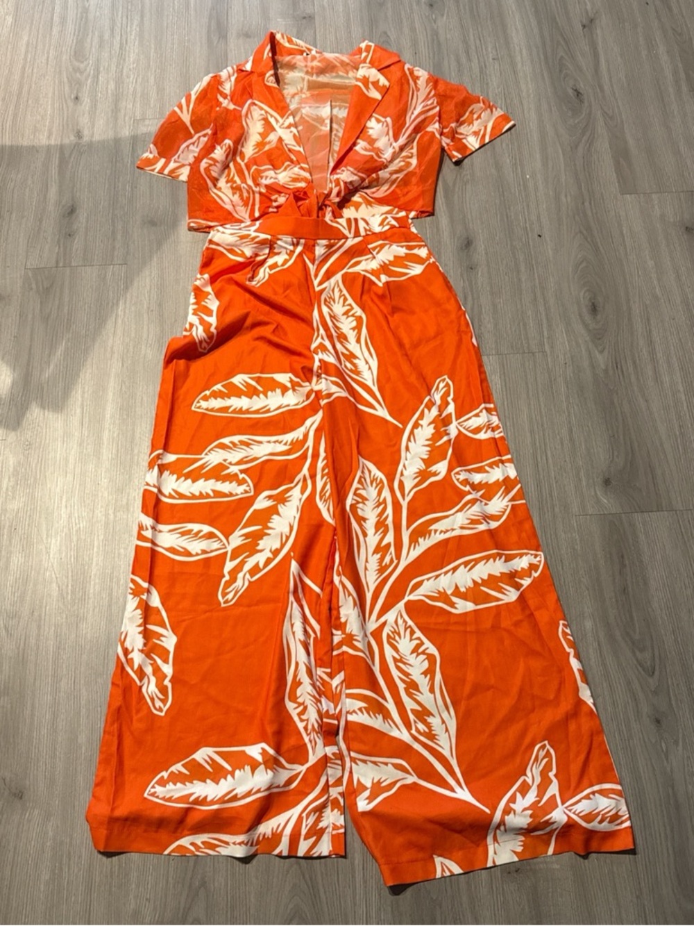 Orange Tropical Print Women's Dress
